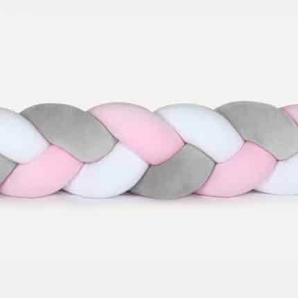 Tour de lit tressé - Rose Gris Blanc